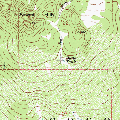Topographic Map of Butte Tank, AZ