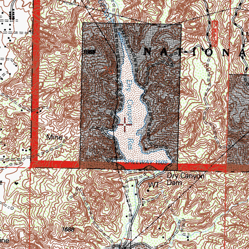 Topographic Map of Dry Canyon Reservoir, CA