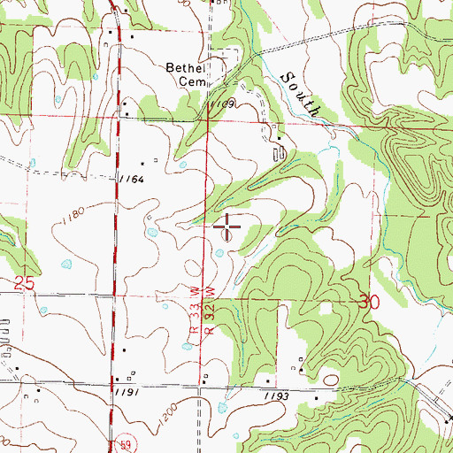 Topographic Map of Eldred Farms, AR