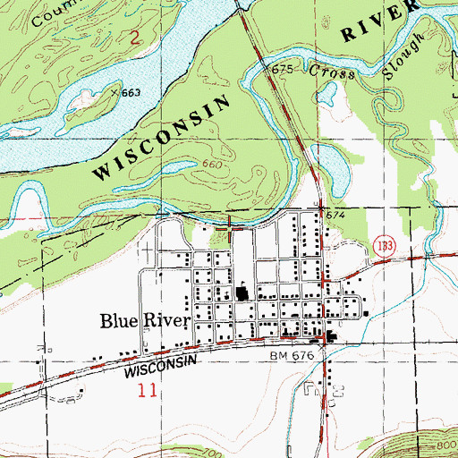 Topographic Map of Blue River Wastewater Treatment Facility, WI