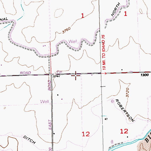 Topographic Map of Lateral 1300, ID