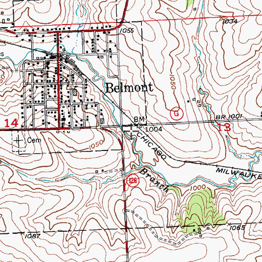 Topographic Map of Belmont Wastewater Treatment Facility, WI