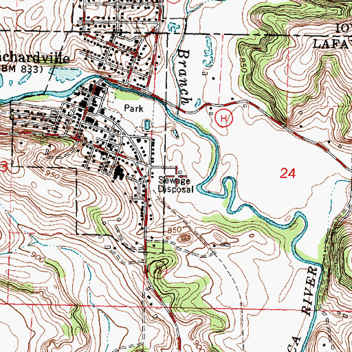 Topographic Map of Blanchardville Wastewater Treatment Facility, WI