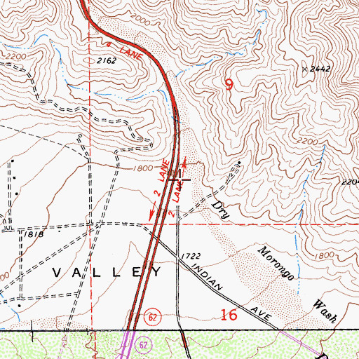 Topographic Map of Dry Morongo Creek, CA