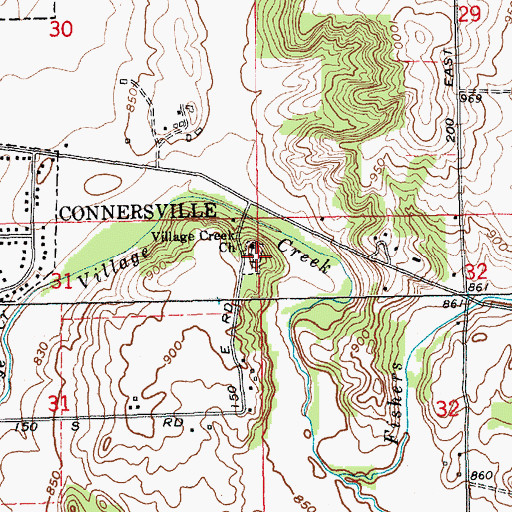 Topographic Map of Village Creek Church Cemetery, IN