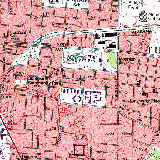 Topographic Map of Southside Church of God in Christ, AL