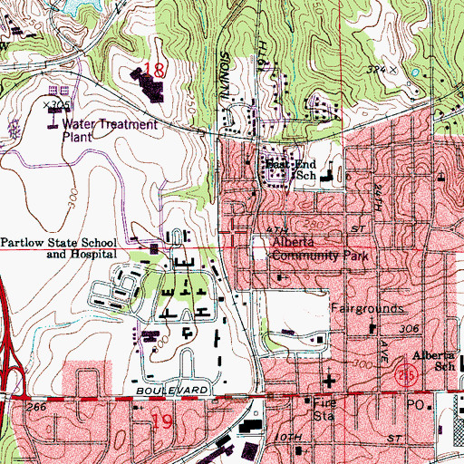 Topographic Map of Piney Grove Baptist Learning Center, AL