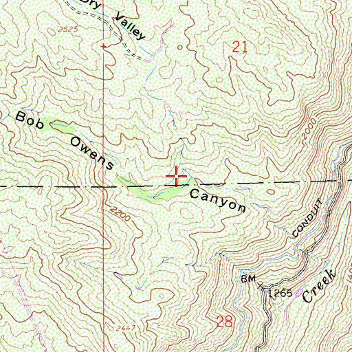 Topographic Map of Dry Valley, CA