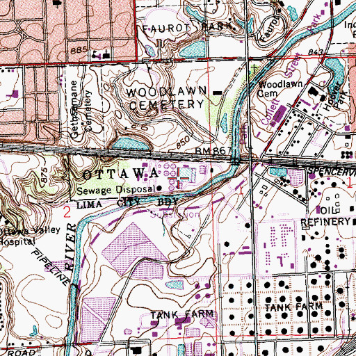 Topographic Map of Lima Wastewater Treatment Plant, OH