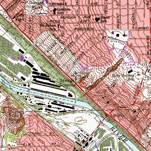 Topographic Map of Campbell Sewage Treatment Plant, OH
