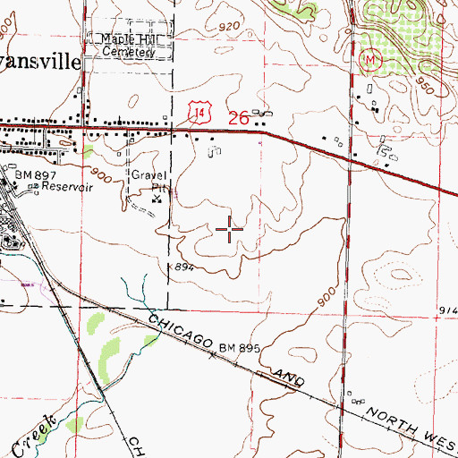 Topographic Map of Evansville Wastewater Treatment Plant, WI