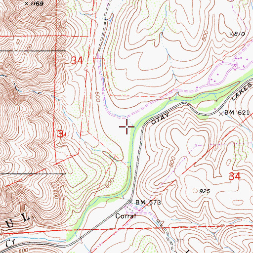 Topographic Map of Dulzura Creek, CA