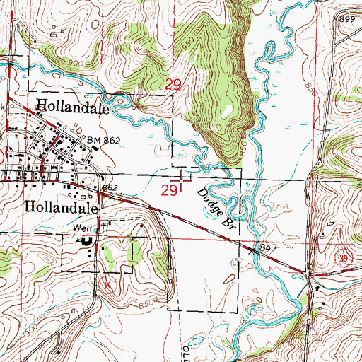 Topographic Map of Hollandale Wastewater Treatment Facility, WI