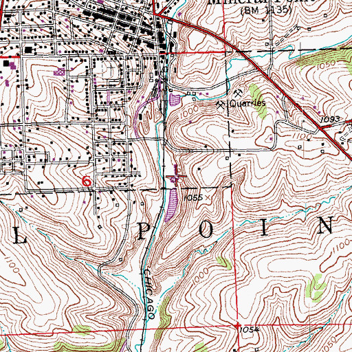 Topographic Map of Mineral Point Wastewater Treatment Facility, WI
