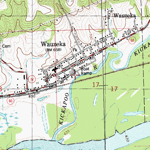 Topographic Map of Wauzeka Wastewater Treatment Facility, WI