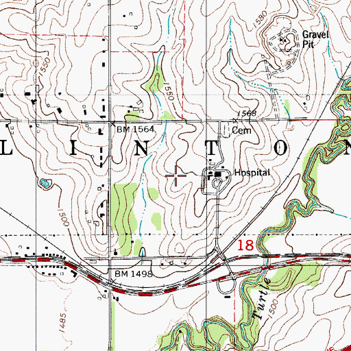 Topographic Map of Clinton Indian Health Center, OK