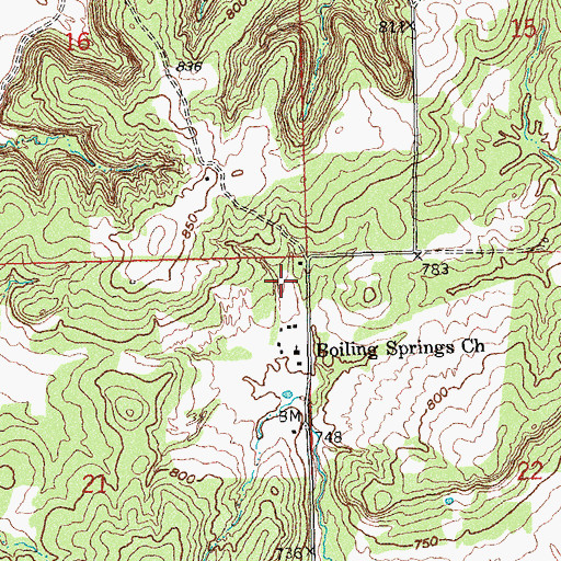 Topographic Map of Boiling Spring Indian Cemetery, OK