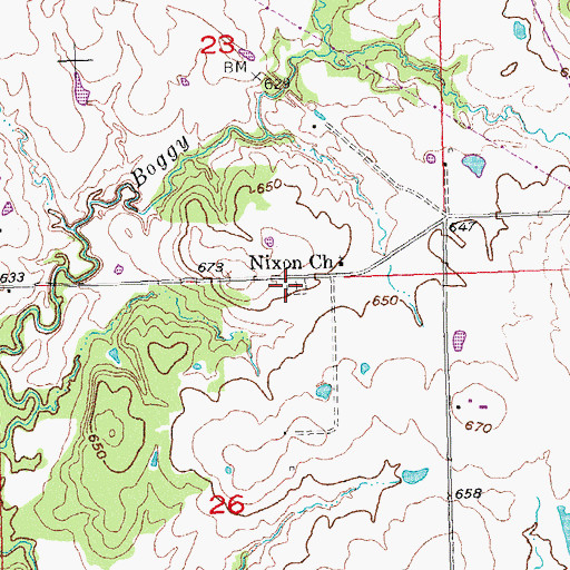 Topographic Map of Nixon Cemetery, OK