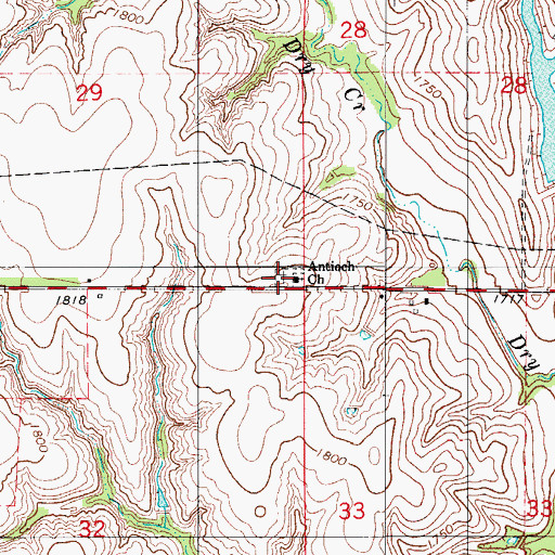 Topographic Map of Antioch Cemetery, OK