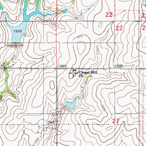 Topographic Map of Chapel Hill Cemetery, OK