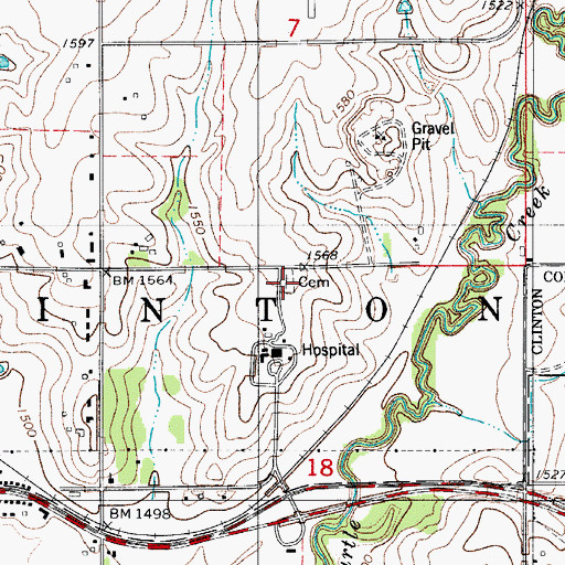 Topographic Map of Clinton Indian Hospital Cemetery, OK