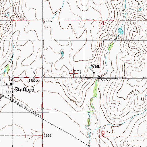 Topographic Map of Stafford Cemetery, OK