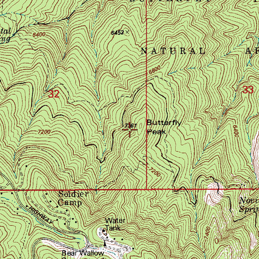Topographic Map of Butterfly Peak, AZ