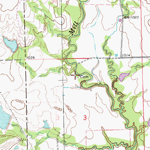 Topographic Map of Alberson & Lewis Cemetery, OK