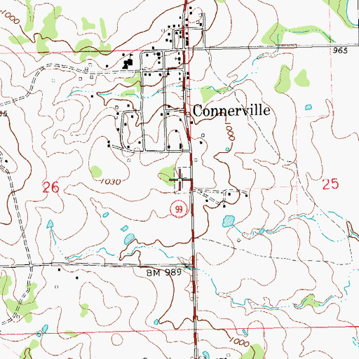 Topographic Map of Connerville Cemetery, OK