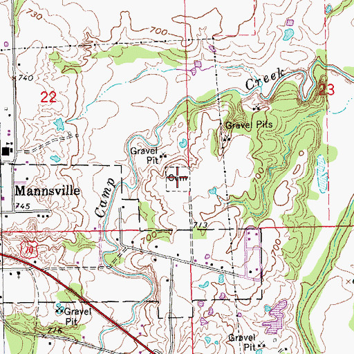 Topographic Map of Mannsville Cemetery, OK