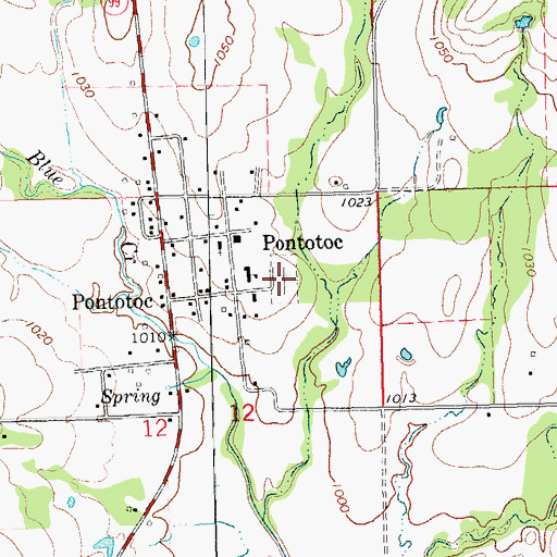 Topographic Map of Pontotoc Cemetery, OK