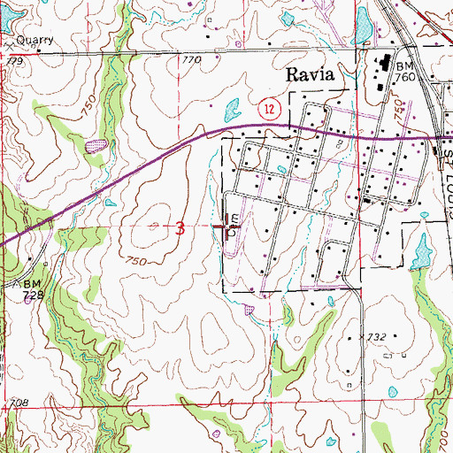 Topographic Map of Ravia Cemetery, OK