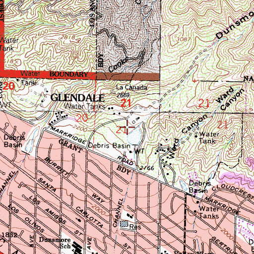 Topographic Map of Dunsmore Canyon, CA