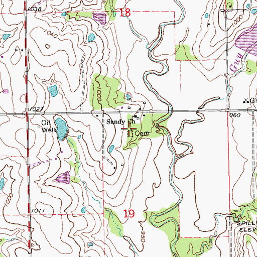 Topographic Map of Sandy Baptist Church Cemetery, OK