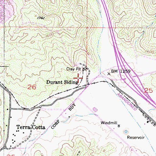 Topographic Map of Durant Siding, CA