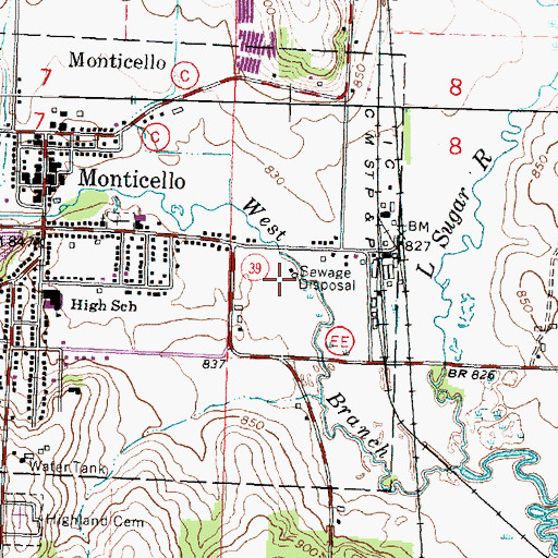Topographic Map of Monticello Wastewater Treatment Facility, WI
