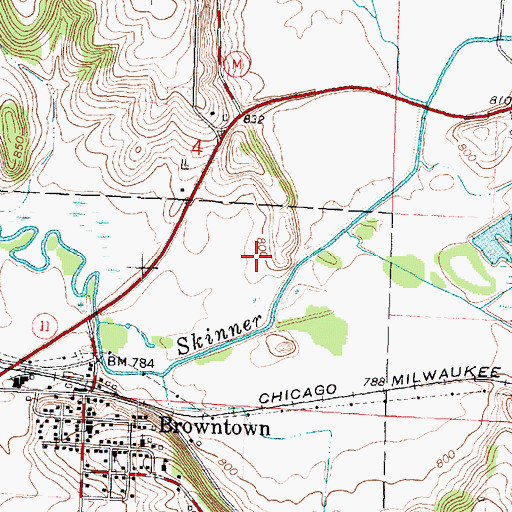 Topographic Map of Browntown Wastewater Treatment Plant, WI