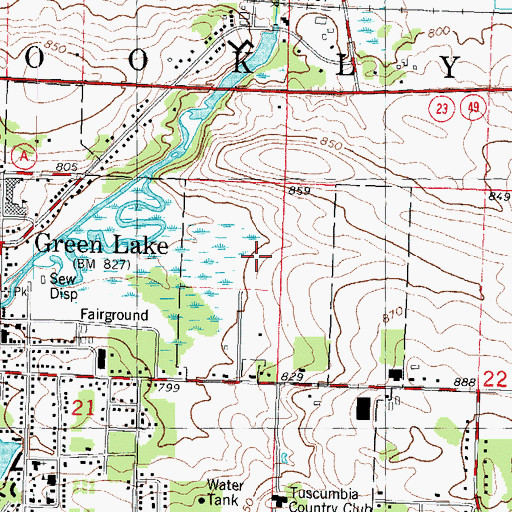 Topographic Map of Green Lake Wastewater Treatment Plant, WI