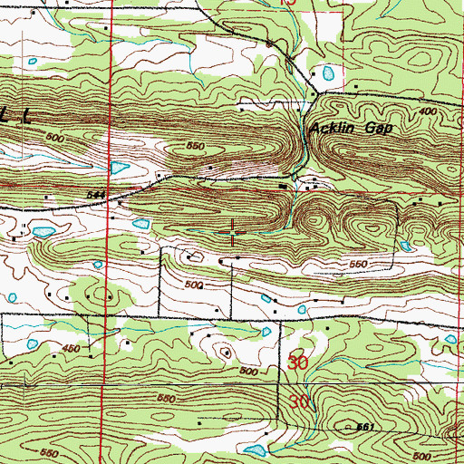 Topographic Map of Acklin Graveyard, AR