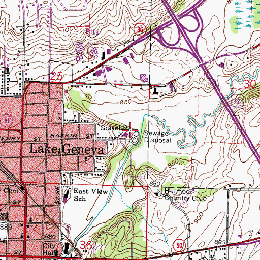 Topographic Map of Lake Geneva Wastewater Treatment Plant, WI