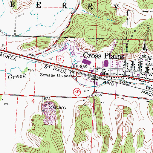 Topographic Map of Cross Plains Wastewater Treatment Plant, WI