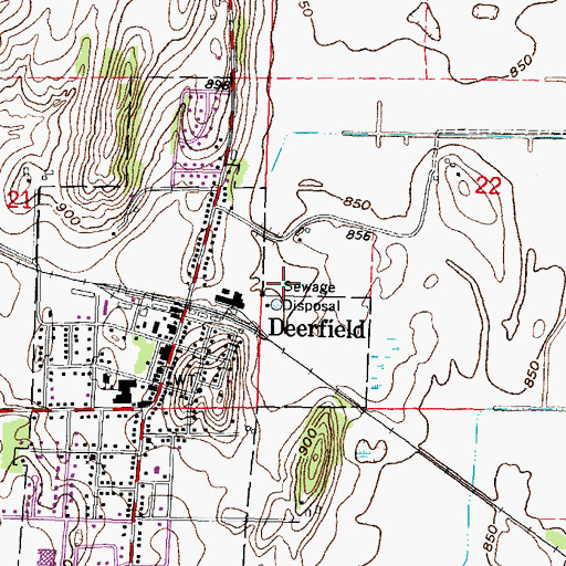 Topographic Map of Deerfield Wastewater Treatment Plant, WI