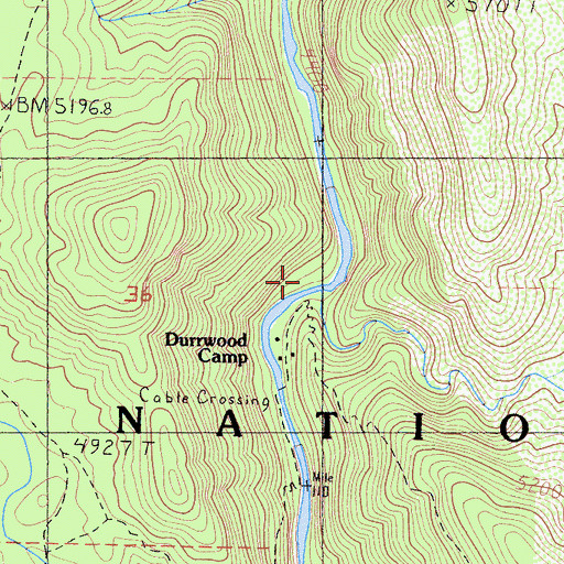 Topographic Map of Durrwood Creek, CA