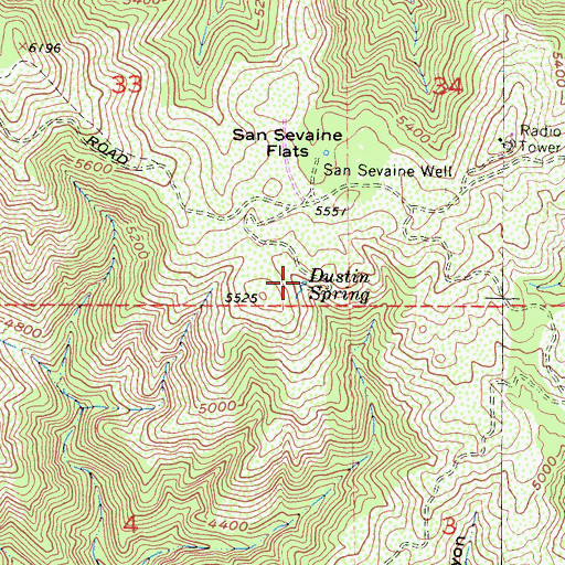 Topographic Map of Dustin Spring, CA