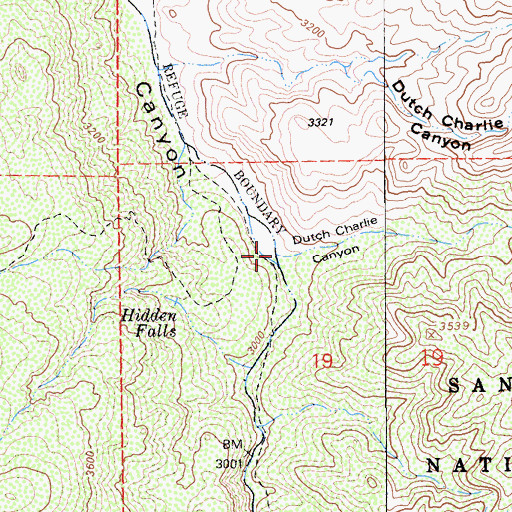 Topographic Map of Dutch Charlie Canyon, CA