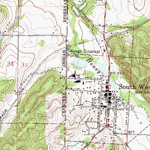 Topographic Map of Southwest City Elementary School, MO