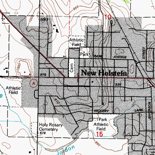 Topographic Map of New Holstein Public Library, WI