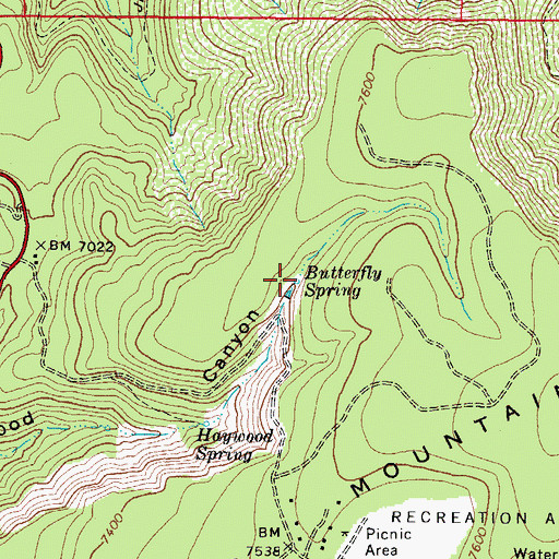Topographic Map of Butterfly Spring, AZ