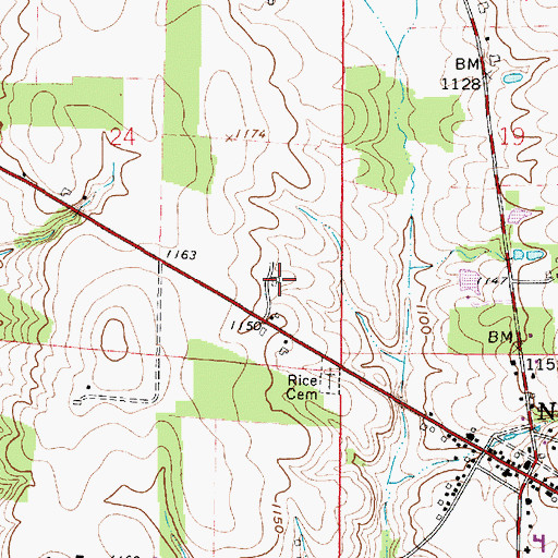 Topographic Map of Rice Farms, OH
