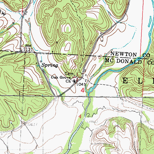 Topographic Map of Oakgrove School (historical), MO